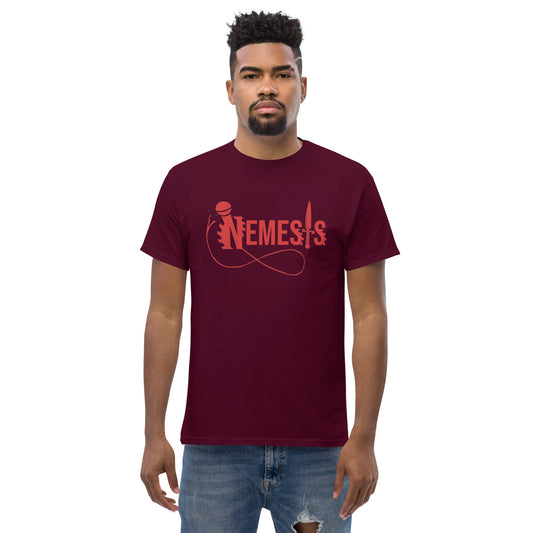 Men's classic NEMESIS tee, RED logo with back label, various tee colors available